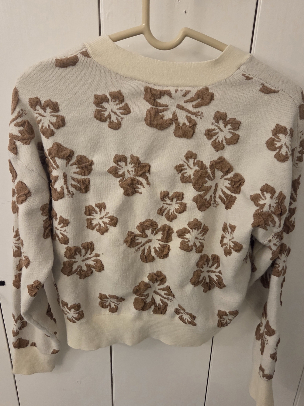 Cyrus Cream Cardigan with Brown Floral Motif - Picture 6 of 6